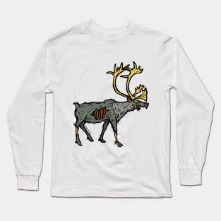 Alaskan Zombie Caribou Reindeer National Park Animal Long Sleeve T-Shirt